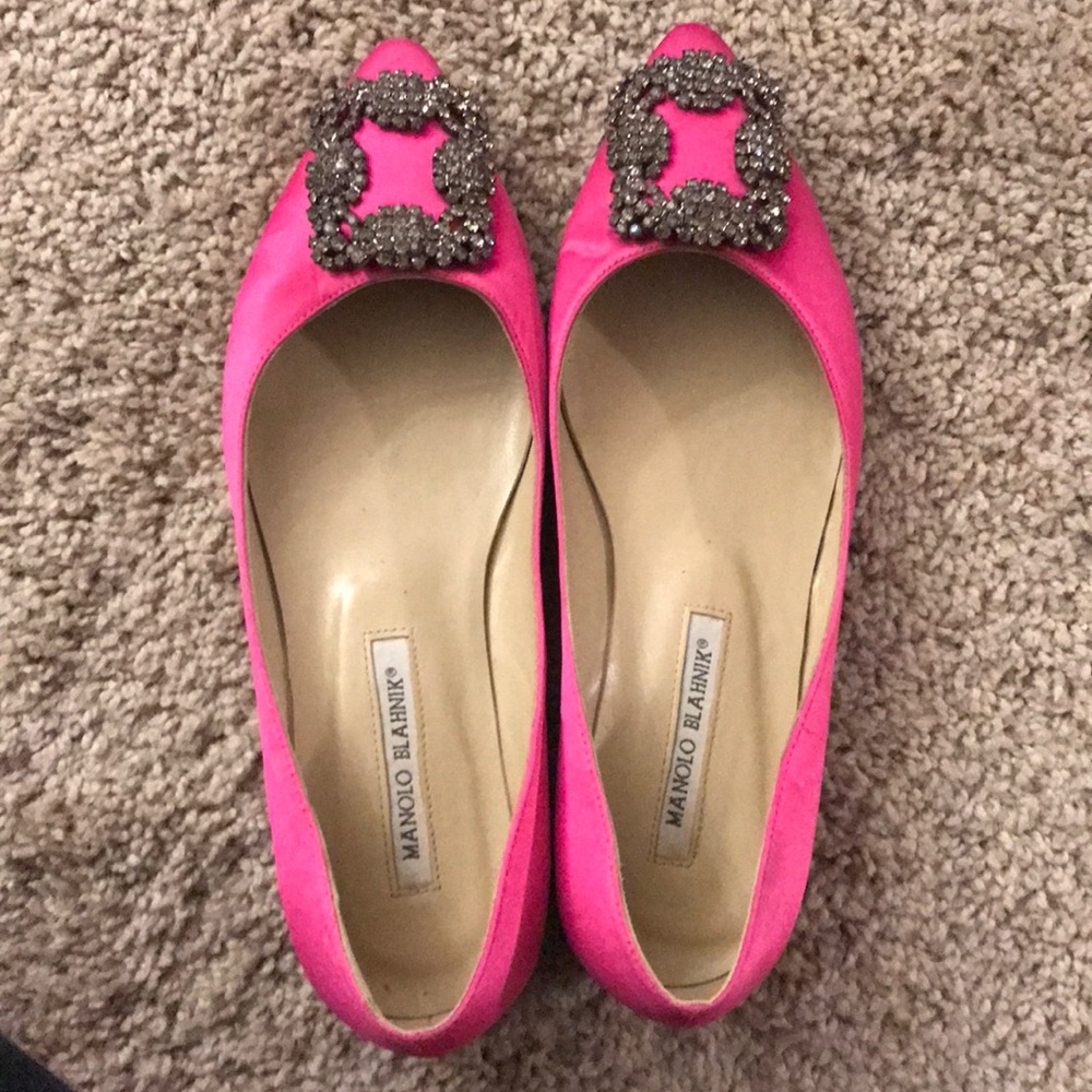 Pink silk flats
